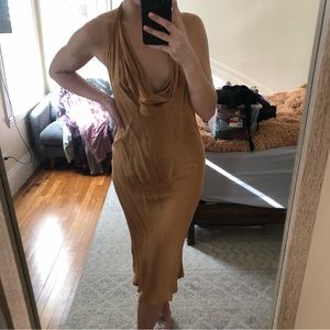 Gold cowl neck slip dress, yf&b NWT